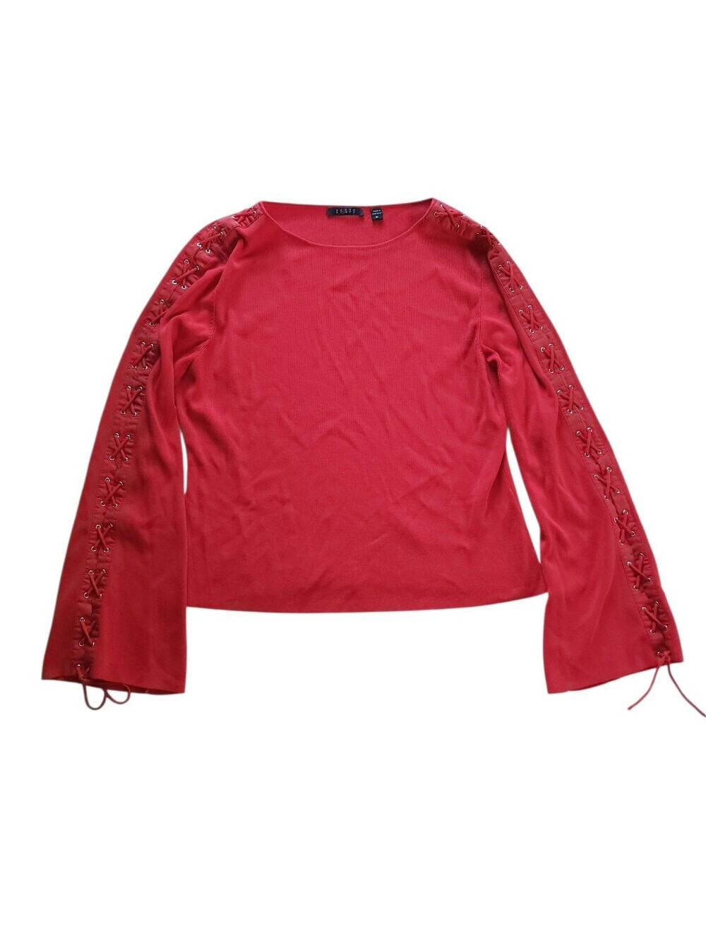 Cyrus Red Lace-Up Flare Sleeve Goth Sweater Size XL